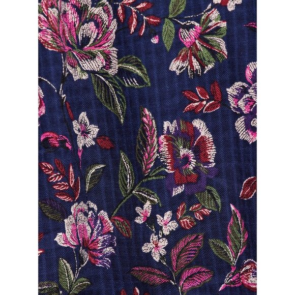 Torrid Cold Shoulder NEW Plus Size 3X Blouse Crinkle Gauze Navy/Pink/Red Floral - Picture 4 of 4